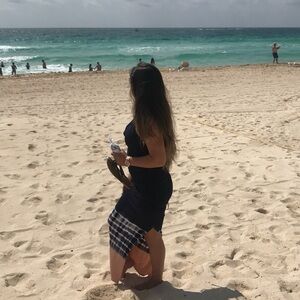 Jessica Simpson Navy and Taupe Maxi Dress